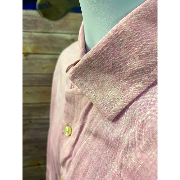 Peter Millar Linen Short sleeve button up shirt Pink 29x24 - Picture 10 of 10